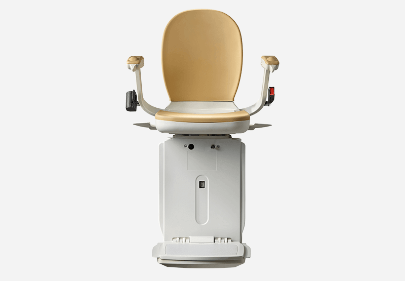 Front view of stairlift for curved stairs